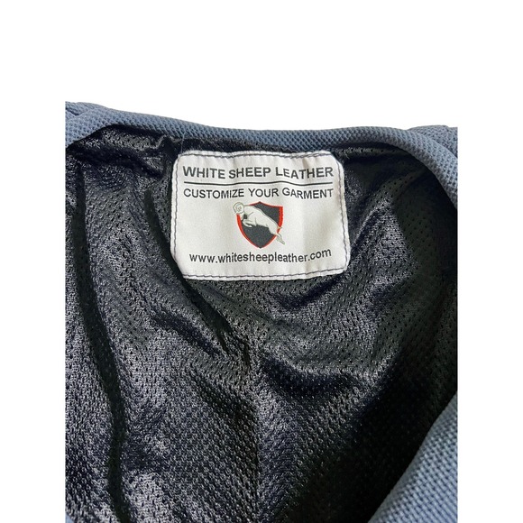 Marvel Cosplay White Sheep Leather Jacket Womens Blue Unique Lace Up Back Detail - Picture 2 of 8